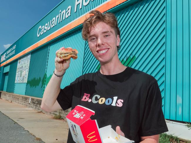 Tyler Bell is keen to get his hands on a big Mac at the proposed new site in Casuarina.Picture GLENN CAMPBELL