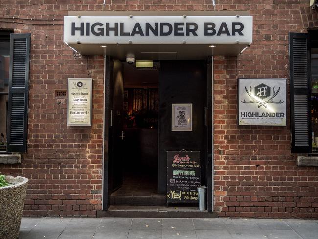 Ms Dixon performed at the Highlander Bar in the Melbourne CBD on the night she was murdered. Picture: Jake Nowakowski