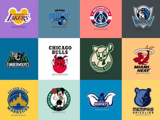 16 teams in the Disney NBA logo.