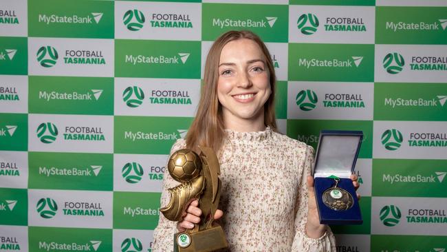 Football Tasmania's WSL Best and Fairest 2023 Jazmin White. Picture: Linda Higginson.