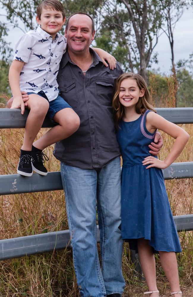 Bradley Hardwick (middle) with his son Cooper and daughter Isabella Hardwick