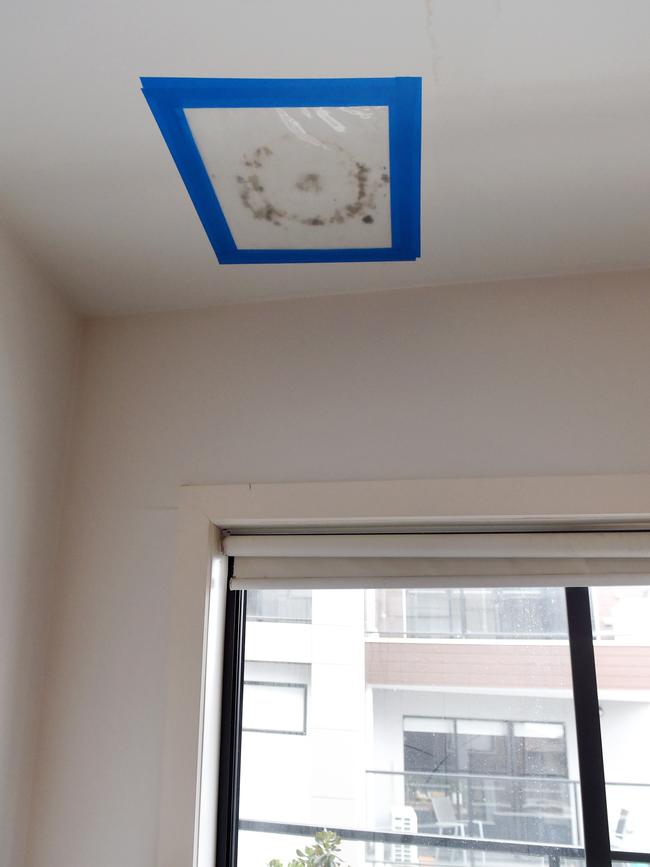 A mould spot on a resident’s ceiling. Picture: Nicki Connolly/news.com.au