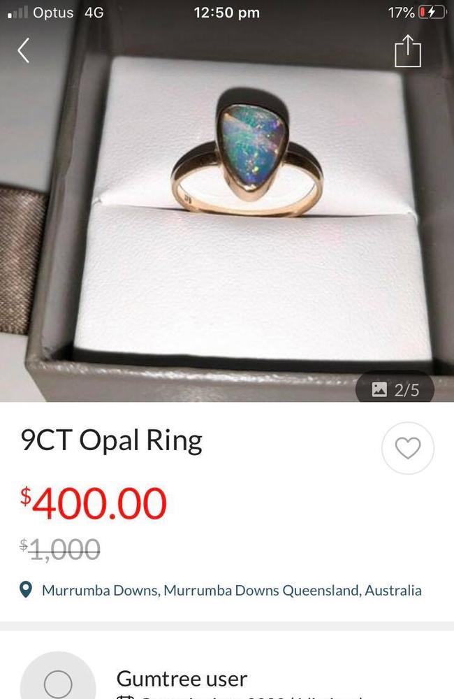 The Gumtree ad for the opal ring taken by Miranda Faye Hamilton.