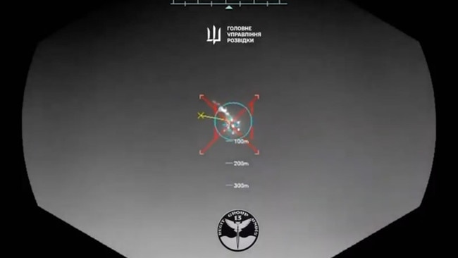 A video released by the Ukrainian military seems to show one of its sea drones striking a Russian jet fighter. Picture: Defence Intelligence of Ukraine.