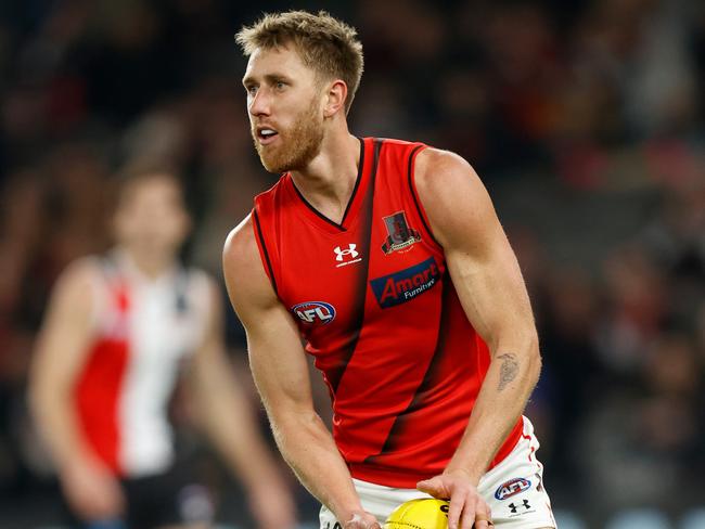 MELBOURNE, AUSTRALIA - JUNE 17: Dyson Heppell of the Bombers in action during the 2022 AFL Round 14 match between the St Kilda Saints and the Essendon Bombers at Marvel Stadium on June 17, 2022 in Melbourne, Australia. (Photo by Michael Willson/AFL Photos via Getty Images)