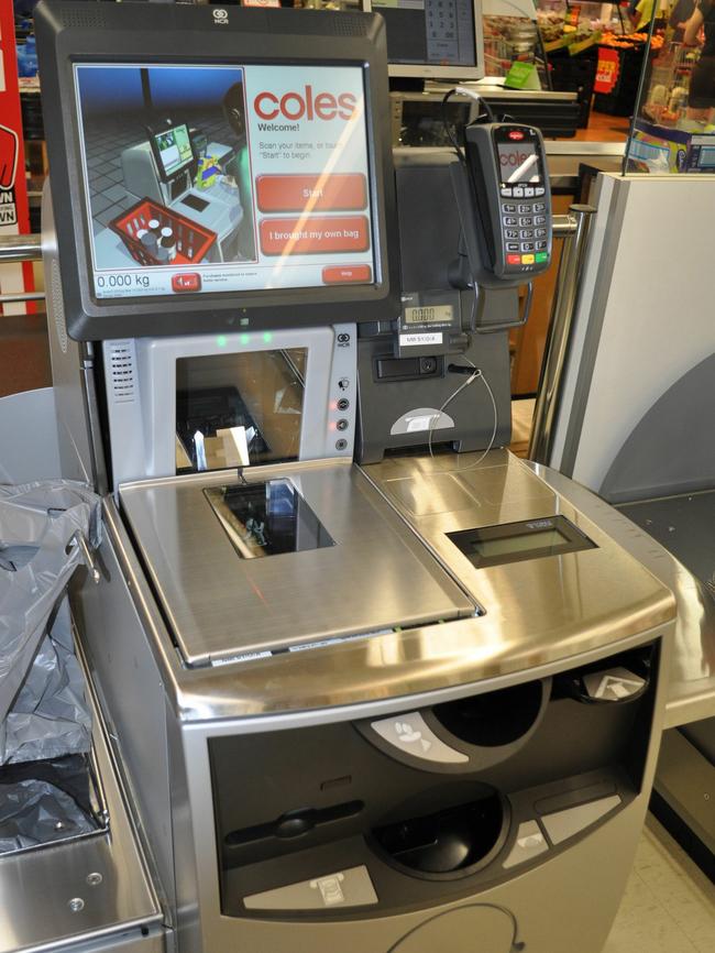 Coles and Woolworths lose up to $3 billion a year from theft at their stores, including pilfering or undervaluing items at self-serve checkouts. Picture: News Corp