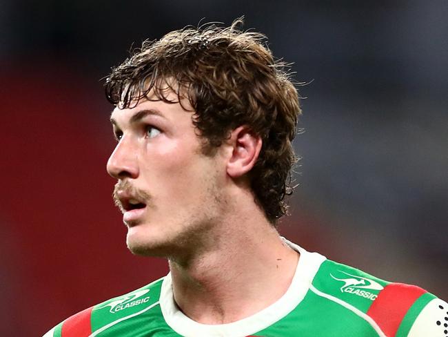 BRISBANE, AUSTRALIA - AUGUST 20: Campbell Graham of the Rabbitohs looks on during the round 23 NRL match between the Penrith Panthers and the South Sydney Rabbitohs at Suncorp Stadium, on August 20, 2021, in Brisbane, Australia. (Photo by Chris Hyde/Getty Images)