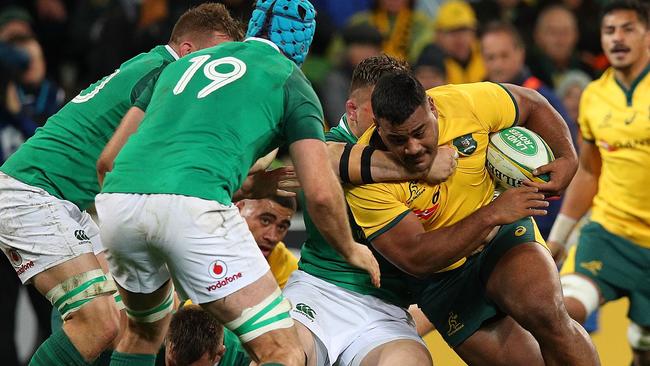 Taniela Tupou played strongly and scored a try for the Wallabies. (Photo by Graham Denholm/Getty Images)