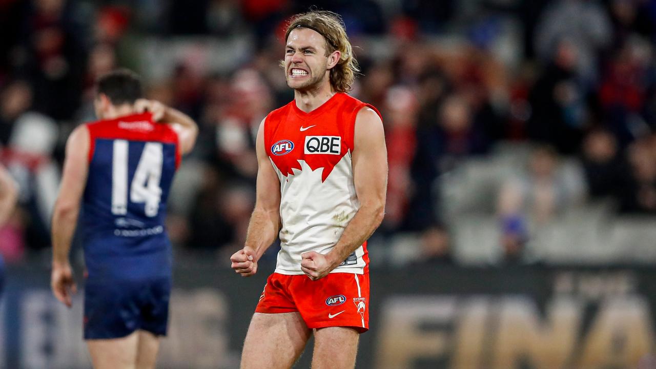 James Rowbottom of the Swans celebrates. Picture: Dylan Burns