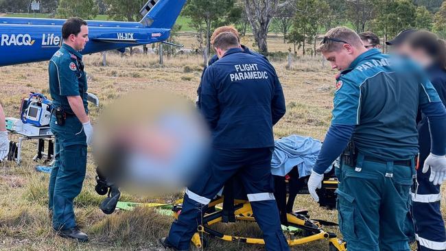 A young man was airlifted from the South Burnett to the Sunshine Coast on Thursday afternoon following a serious crash off a motorcycle.