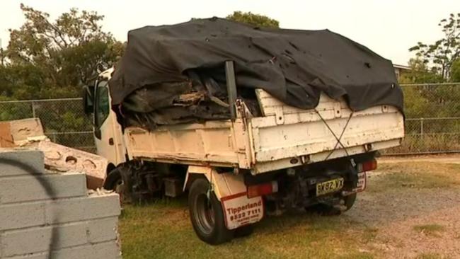 Collins’ truck where it came to rest. Picture: 7 News