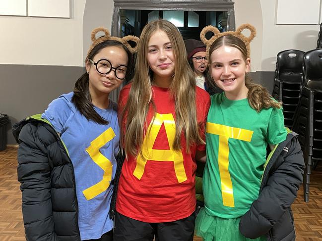 St Kilian's Primary School students Miranda Nguyen, Evie Kelly and Esme Mennen dressed up for Book Week. Picture: Gianni Francis.