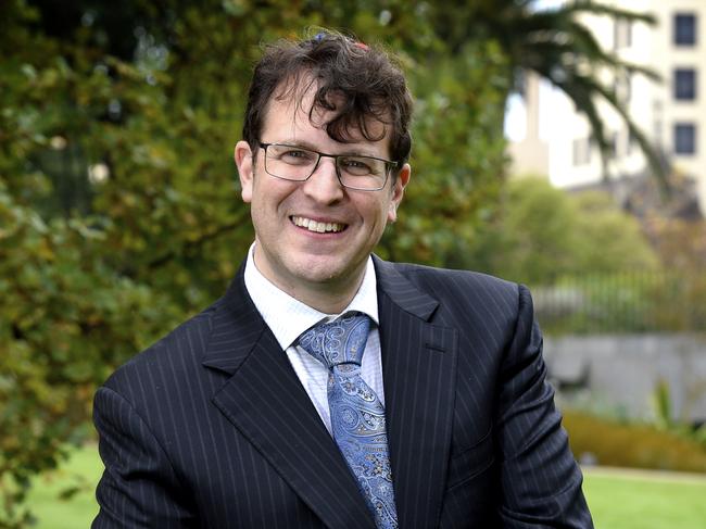 MELBOURNE, AUSTRALIA - NewsWire Photos MAY 11, 2022: Daniel Aghion, President of the Jewish Community Council of Victoria, at Parliament House gardens to make an announcement  about banning Nazi and other far-right signage. Picture: NCA NewsWire / Andrew Henshaw