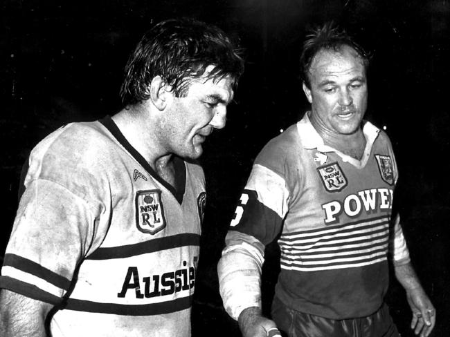 Gavin Miller (L) was also overlooked to join the likes of Wally Lewis (R) in the Hall of Fame.