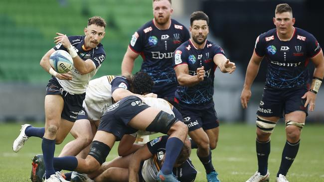 The Brumbies played against the Melbourne Rebels at AAMI Park in Melbourne on Friday night in the opening round of the Super Rugby season. There have been questions raised about the future of both clubs in the competition after the REbels went into voluntary administration. Picture: Daniel Pockett/Getty Images