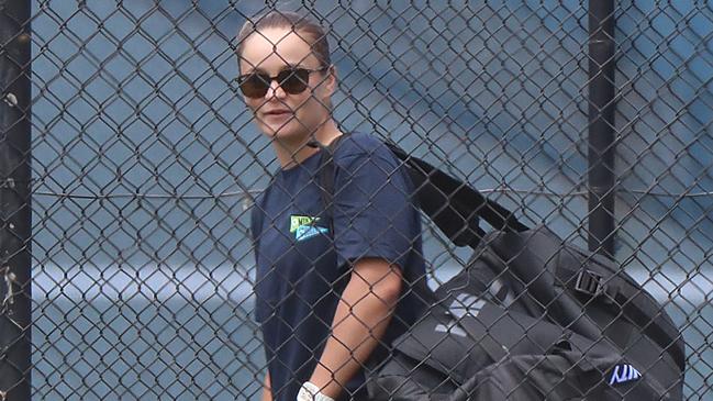 World No 1 Ash Barty, without a mask, after a training session in Melbourne Picture: Alex Coppel.