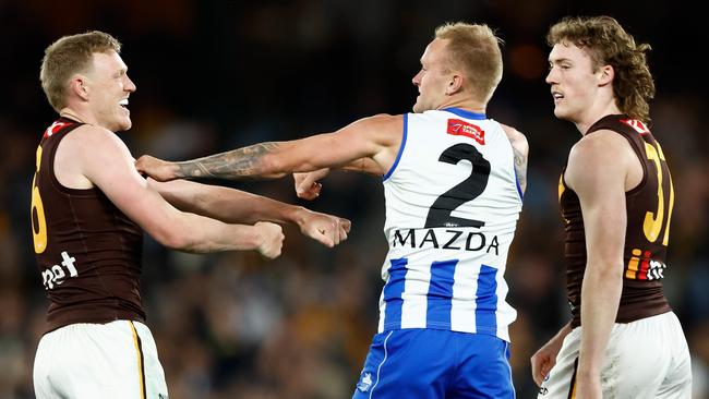 Jaidyn Stephenson shows his frustration. Picture: Michael Willson/AFL Photos via Getty Images