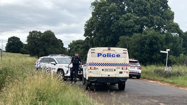 Police have locked down Schellbachs Road in Kingaroy after reports of shots fired.