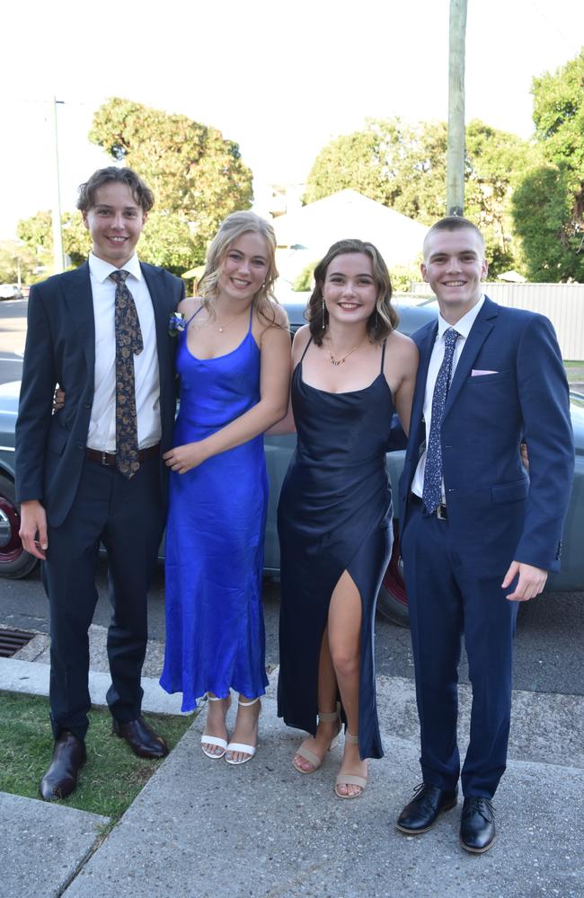 Angus Feeney, Grace Wilson-Smith, Sarie Lombard and Finlay Harris at the Sunshine Coast Grammar School formal on November 17. Picture: Sam Turner