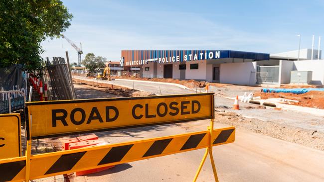 Roadworks continue outside of the as-yet-to-open Nightcliff Police Station. Picture: Che Chorley