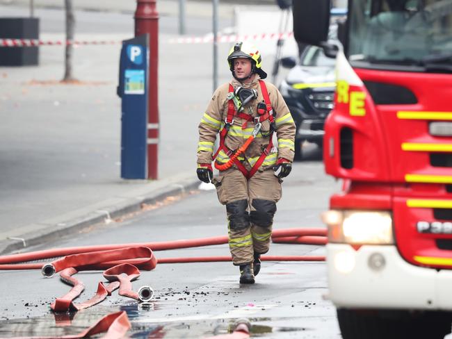 Overnight fire at the Brunswick Hotel in Liverpool Street Hobart. Picture: Nikki Davis-Jones