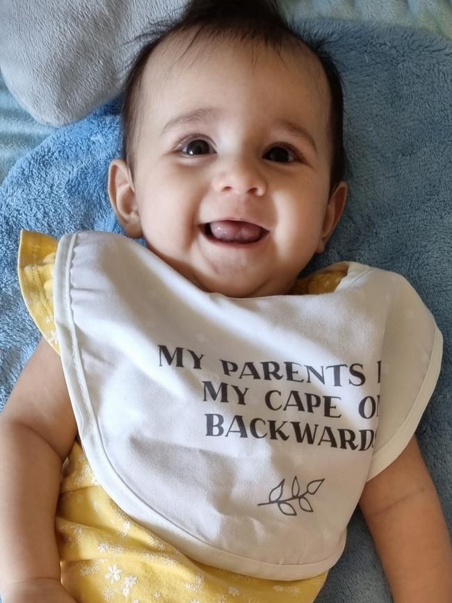 Madelyn Alice Wie, of Lyons ... lots of morning smiles and love for mummy and daddy. Picture: Alex Wie