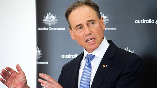 Federal Health Minister Greg Hunt provides a COVID update. Picture: NCA NewsWire / Sarah Matray