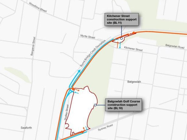 The two Beaches Link construction support sites at Balgowlah. Picture: Transport for NSW