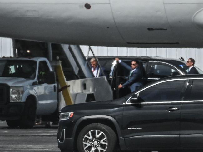 Trump boards Trump Force One at Miami International Airport in Miami, Florida after his court appearance. Picture: AFP