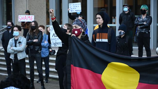 Protesters in Sydney on Friday. Picture: AFP