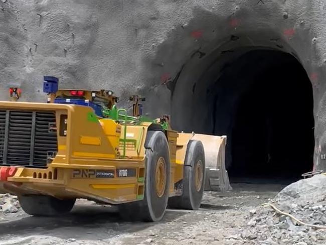 Underground loader mucking out after the blasting at the Genex project. Picture: Linda Le