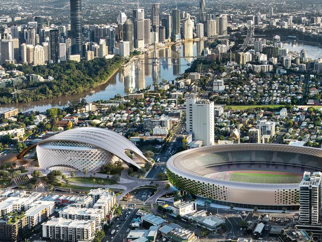 Gabba Olympic Precinct stadium render, designed by HAL Architects