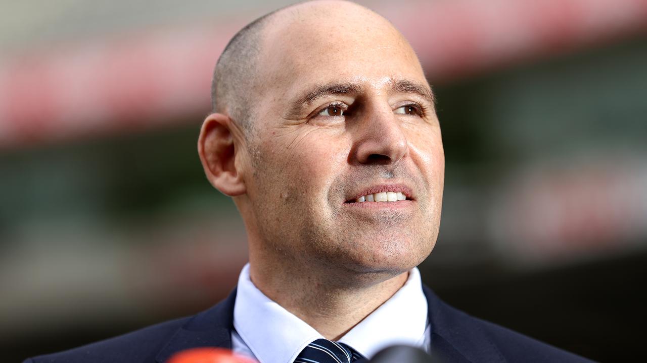 MELBOURNE, AUSTRALIA – MAY 19: Cricket Australia Interim CEO Nick Hockley speaks to the media during a press conference at Melbourne Cricket Ground on May 19, 2021 in Melbourne, Australia. Cricket Australia have announced their 2021-22 Men's and Women's International schedule. (Photo by Robert Cianflone/Getty Images)