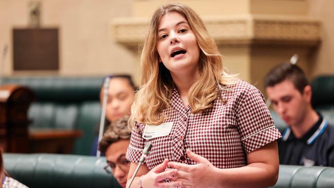 Ashley Hunt spent her birthday at Teen Parliament. Picture: Russell Millard