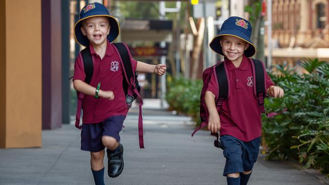 Hugo and Maximo Jablko can’t wait to start school on Friday. Picture: Monique Harmer.