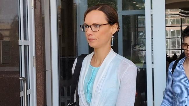 Laura Adele Hinks leaving the Supreme Court on Friday ahead of her sentencing for the kidnapping of her five-year-old daughter Grace and attempted abduction of her 11-year-old son in August 2022.