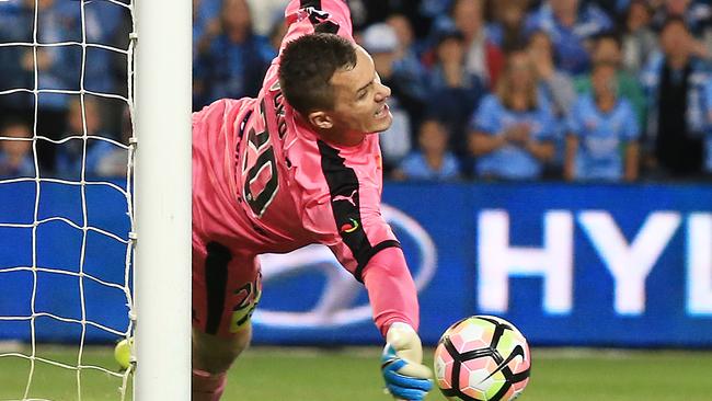 Danny Vukovic in action for Sydney FC during the 2017 grand final win against Melbourne Victory. Picture: Mark Evans