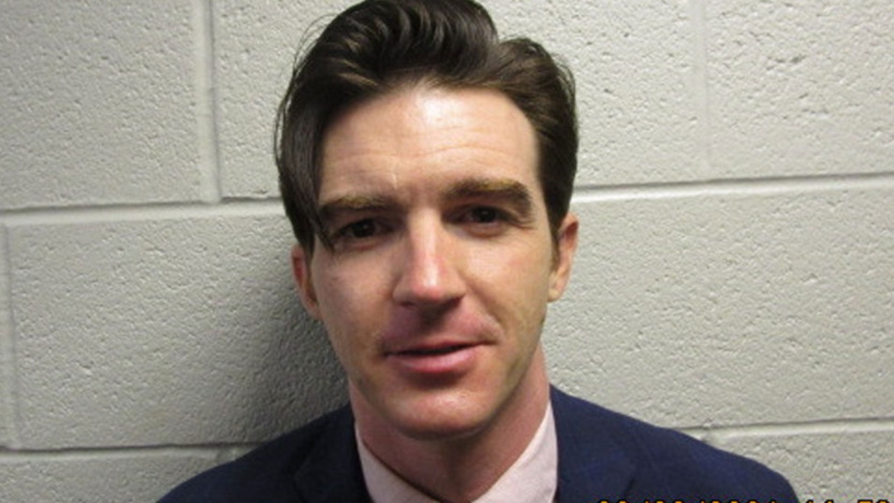 Drake Bell poses for a mugshot in Cleveland, Ohio. Picture: NY Post/Cuyahoga County Police Department