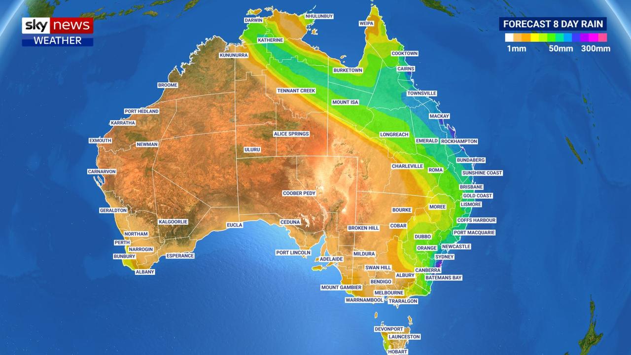 Some areas could see their entire July rain in just one week. Picture: Sky News Weather