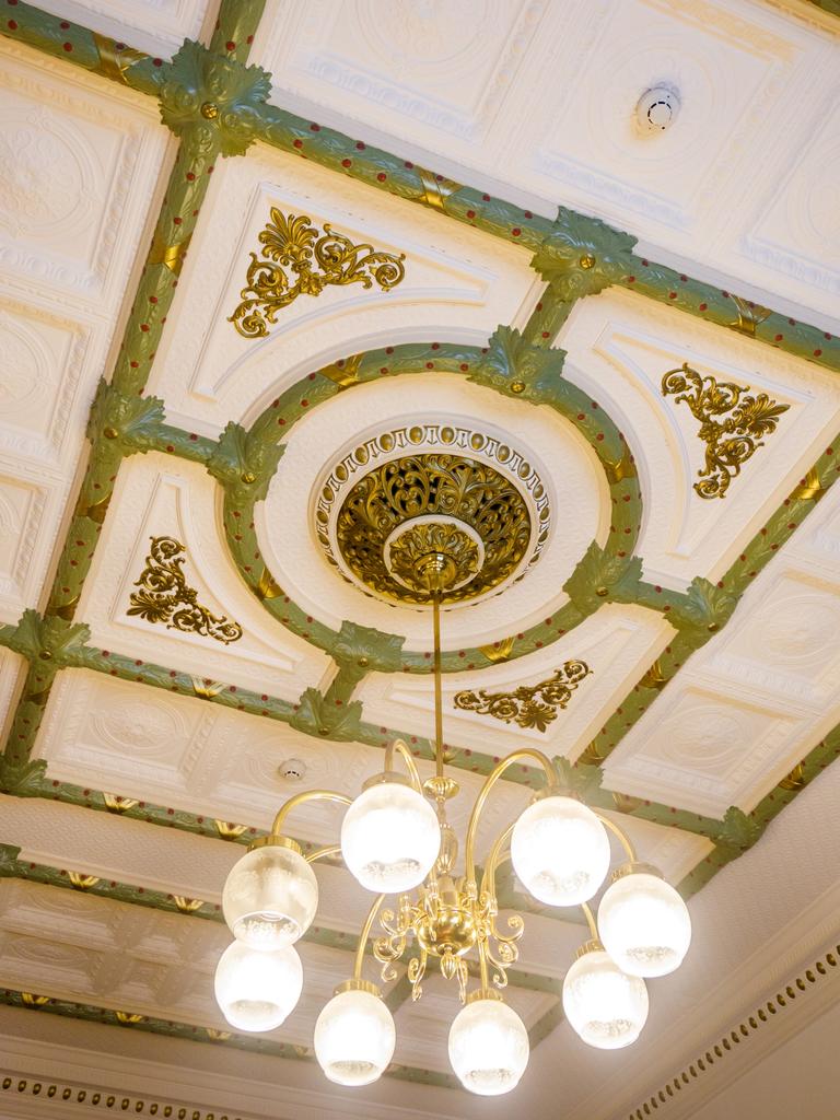 One of the ornate ceilings in the Tasmanian Treasury building in Hobart. photography Peter Mathew