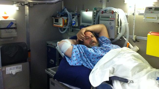 David Savage after he was blown up by a 12-year-old suicide bomber. He has spent the past nine years in recovery.