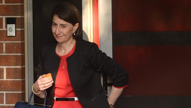 NSW Premier Gladys Berejiklian leaves her home this morning ahead of the second day of questioning of her former lover and former MP Daryl Maguire at ICAC. Photo: Jeremy Piper