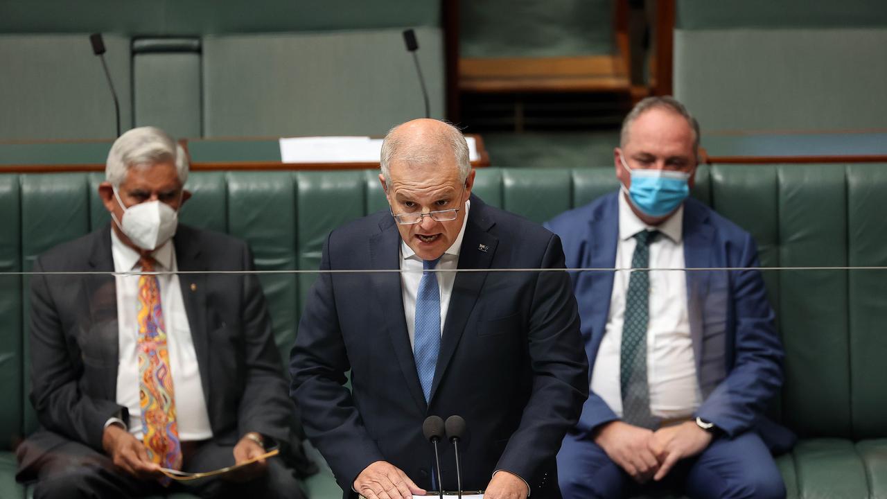 Prime Minister Scott Morrison made a statement on the 14th anniversary of the national apology to the stolen generations. Picture: NCA NewsWire / Gary Ramage