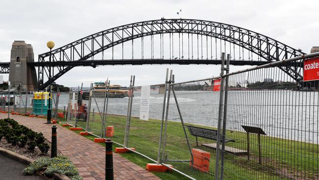 Blues Point Reserve, a popular fireworks vantage point any other year, was deserted for 2020. Picture: Tim Hunter