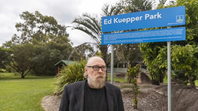 Ed Kuepper at Ed Kuepper Park in Oxley. Picture: Mark Cranitch