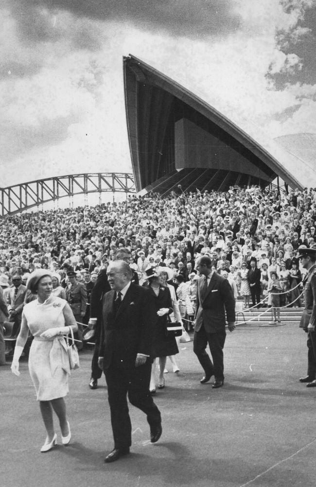 Queen Elizabeth at the opening of the Opera House in 1973.