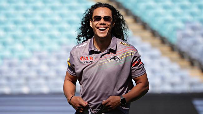 Jarome Luai looking relaxed at Penrith Panthers Captainâ&#128;&#153;s Run at Accor Stadium in Homebush. Picture: Adam Yip