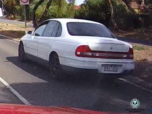 The Holden Statesman police believe was the getaway car used after the robbery of the St Francis Winery in April 2019. Picture: SA Police.