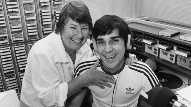 SA poet and author Nan Witcomb with Ken Dickin at 5DN radio station in 1981.