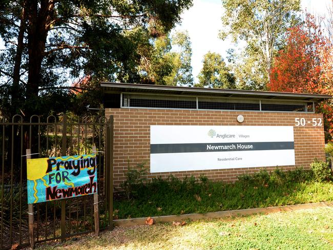 SYDNEY, AUSTRALIA - NewsWire Photos JULY 2.A poster remains outside of Newmarch House in Kingswood, Sydney,Thursday,July 2, 2020.  The families of those  who have died from coronavirus outbreak at the western Sydney aged care home are taking legal action against the nursing home.Picture: NCA NewsWire / Jeremy Piper